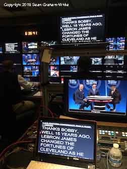 teleprompter computers in a production truck
